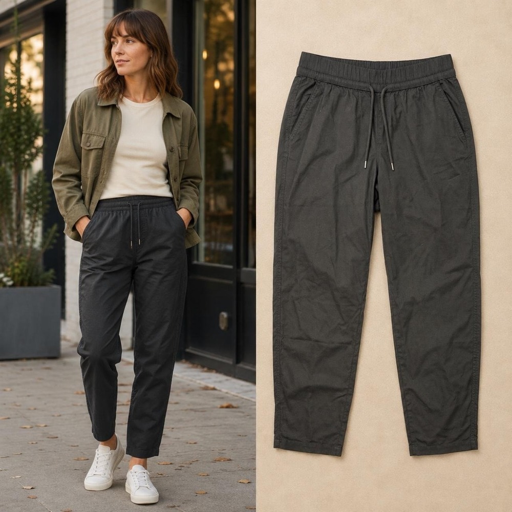 Pact Daily Twill Pants Women's M Dark Olive Organic Cotton Drawstring Travel